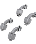 Heavy Duty 20 Pack 1/2 Inch NPT Liquid Tight Connectors For Electrical Conduit, gray nylon right angle fittings.