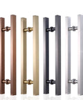 Modern Sliding Door Handle Set With Slick Brushed Stainless Steel Pulls in various finishes, 60 cm long, for single door use