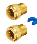 Two Three Quarter Inch Male Adapter MNPT Push To Connect Plumbing Fittings For PEX Copper CPVC PE RT Pipes With Disconnect Clip