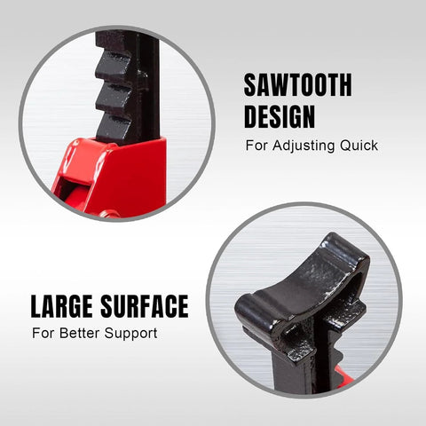 Torin BIG RED 3-Ton heavy-duty steel jack stands, red pair with sawtooth quick-adjust design and large base