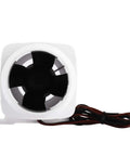 Heavy Duty Inline Marine Bilge Blower Fan DC 12 Volt 130 Cfm Slick White Abs Housing with black fan blades and wiring visible.