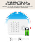 Built-in battery home alarm system control panel with keypad, low battery alert, and anti-disassembly alarm features.