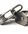Stainless Steel Wire Rope Pulley Block M32 Swivel Crane Wheel Kit Two Pack for Easy Lifting and Towing 360 Degree Top Ring Prevents Rope Knotting Rust Resistant Durable Heavy Duty Construction, stainless pulley