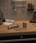 Beefy 304 Stainless Hex Head Bolt Nut Washer Kit SAE And Metric Fasteners All In One Organized Set for auto repair on workbench
