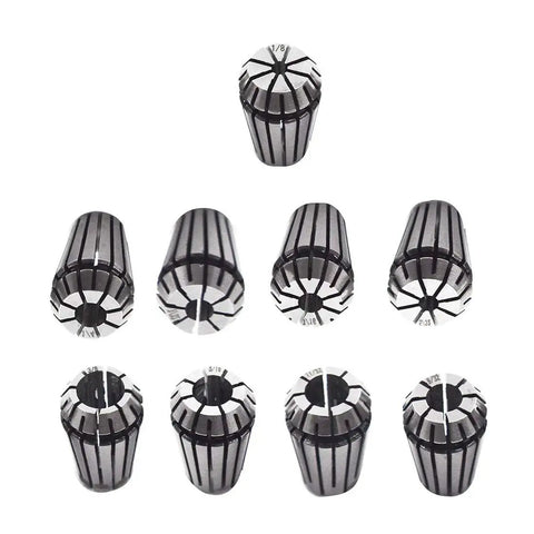 9Pcs ER16 Spring Collet Set For CNC Milling Lathe And Engraving Machines, Gripping Range 1/8 To 3/8 Inch, 1065 Carbon Steel, High Precision 0.015mm