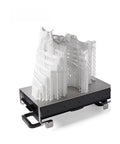 Professional Grade Dead On Precision Resin Print Bed Replacement Plate For Desktop Resin Printers with a 3D printed model on top.
