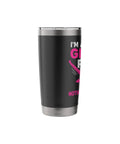 Proud Mom Of A Glider Pilot Insulated Stainless Steel Tumbler, black with pink text, dual-wall design, leak-proof lid.