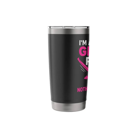 Proud Mom Of A Glider Pilot Insulated Stainless Steel Tumbler, black with pink text, dual-wall design, leak-proof lid.
