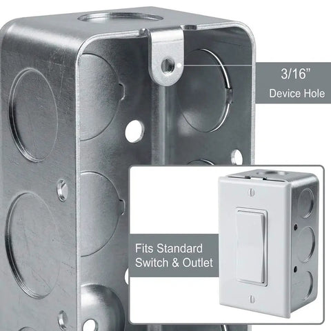 Electrical Box 12 Pack 4 By 2 Inch, 13 Cubic Inches, Deep One And Seven Eighths Inch, Galvanized Steel, Ten Seven Eighths Inch Knockouts
