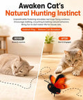 Totally Interactive Cat Butterfly Toy With Sensor Flight And Realistic Wing Motion That Sparks Hunting Instincts, Durable Plush Flapping Butterfly For Solo Indoor Play, Yellow 1pc shown with cat