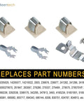 Dryer Door Latch Strike Kit For Whirlpool Kenmore Replacement Part includes metal latches, plastic strikes, and screws.