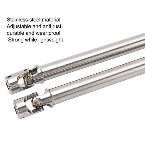 2 Pack Stainless Steel M4 RC Drive Shaft Set For 1/10 Scale Crawlers With Universal Brass Ball Ends And Six Tooth Spline
