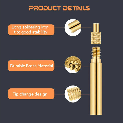 8 Pcs Heat Set Insert Tool Tips For Soldering Iron M2 M2.5 M3 M4 M5 M6 M8 Thread Inserts For Plastic And 3D Printing Kit details
