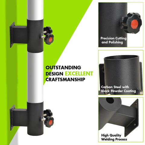 Heavy Duty Black Patio Umbrella Holder With Offset Stand And Flat Mount Bracket For Deck Rail Posts Fences And Balconies Fits Up To 2 Inch Umbrella Poles For Outdoor Use
