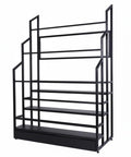 No Fuss Heavy Duty Three Tier Commercial Textile Fabric Roll Organizer Built Like A Tank With Detachable Rods For Vinyl Spools Keeping Your Workroom Tidy And Rolling Right, black steel, tall design.