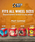 Skateboard Trick Training Wheels To Nail Ollies And Kickflips Faster, A No Fall Practice Tool, shown on various wheel sizes.