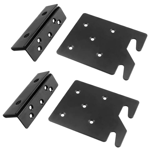 Tough As Nails Double Hook Slot Bed Frame Brackets With Headboard Support Plates, black iron brackets for fixing bed frames.