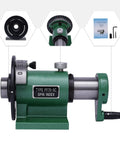 Rock Solid Spin Indexing Jig With Standard 5C Collet And Heavy Duty Cast Steel Body showing front view with adjustable knob and measurement dial.