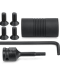 Pro Grade Door Frame Dimpling Tool Kit For Hardened Steel components, including Allen screws and tools visible, laid on white background.