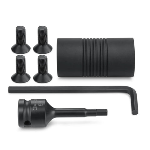 Pro Grade Door Frame Dimpling Tool Kit For Hardened Steel components, including Allen screws and tools visible, laid on white background.