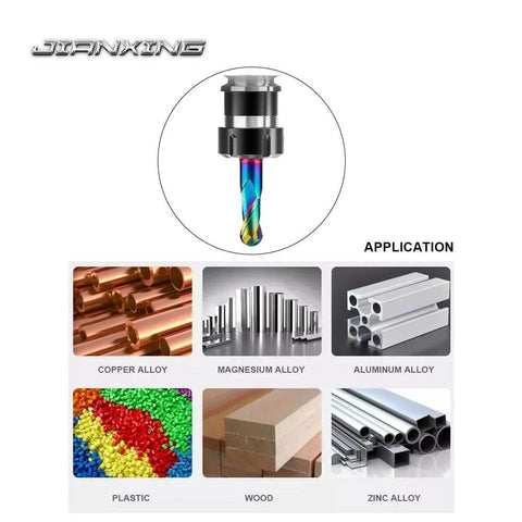 JIANXING 1/8 in. DLC-coated 2-flute carbide ball-nose end mill, rainbow-coated, set of 4