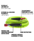 Heavy Duty Lightweight Hybrid Air Hose 3/8 Inch By 25 Feet With ColorConnex Type D Coupler And Plug, Extreme Flexibility From -40 to 140 F