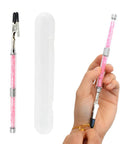 Diamond Bracelet Clasp Helper Tool For Jewelry Easy Fastening And Hooking For Bracelets Necklaces Watches Zippers And Craft Adjustments Scratch Free Protective Sheath With Rhinestone Handle No Sweat Quick Snap, pink handle close-up.