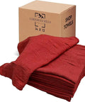 Red Cotton Shop Towels Pack Of 150 14 By 12 Inches Reusable Cleaning Rags For Auto Garage Industrial Restaurant And Home