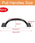 4 Pack Black Pull Handles Vintage Barn Door Style for Cabinets Drawers Dressers Cupboards and Closets with Mounting Screws 100mm size chart