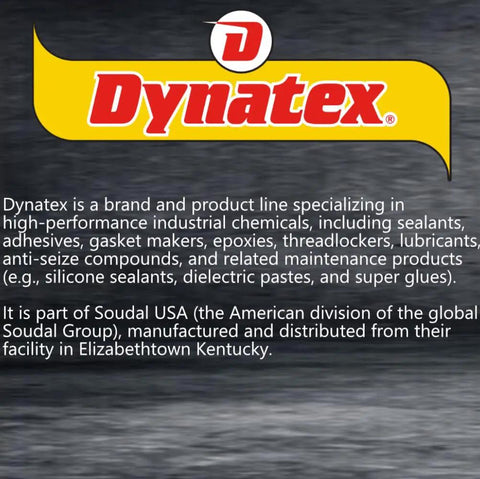 Dynatex logo with brand information on high-performance industrial chemicals, part of Soudal USA in Elizabethtown, Kentucky.