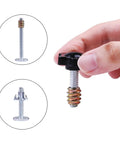 Hand holding knob of Quarter Inch T Track Bolts and Knobs Kit Pro Grade with detailed views of T-bolts and hex bolts