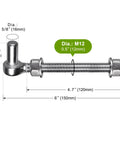 J Bolt Gate Hinge 304 Stainless Steel, 6 Inch Bolt, M12, 5/8 Inch Pin, for Farm Gates, Chain Link Fence, Wooden Gate, Heavy Duty