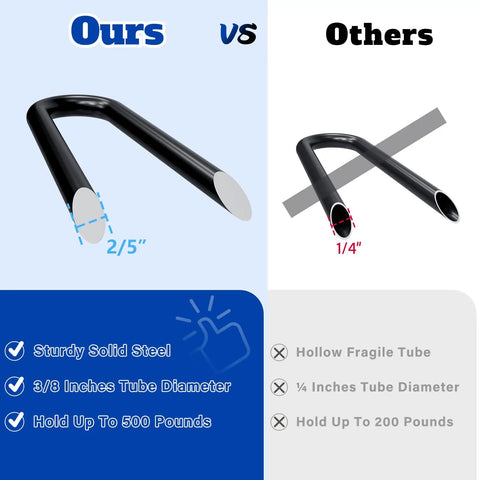 Comparison of sturdy 22 inch hairpin table legs set of 4 heavy duty black metal vs others, showing steel thickness and load capacity.