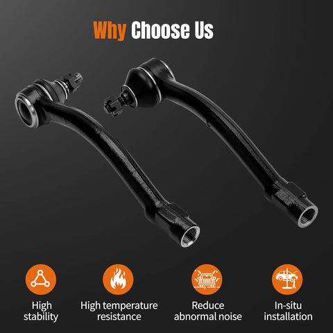 Front Outer Tie Rod Ends Kit for Elantra 2011 To 2016, Elantra Sedan 2011 To 2012, Elantra Coupe 2013 To 2014, Elantra GT 2013 To 2016, Soul 2014 To 2019, Soul EV 2015 To 2019 2 Piece Steering Linkage Replacement ES801074 ES801075 black metal tie rod ends