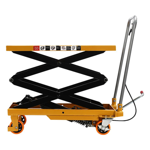 Heavy Duty Hydraulic Lift Table Cart With 330 Lb Capacity And 49 Inch Max Height Built Tough With Wear Resistant Steel Smooth Scissor Action And Roll Away Wheels For Daily Freight Moves And Workshop Chores