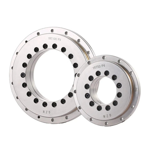 Top Shelf Slewing Bearing Turntable Assembly Yrt100 Abec 7 Grade with 100 mm bore and 185 mm outer shell, precision engineering.