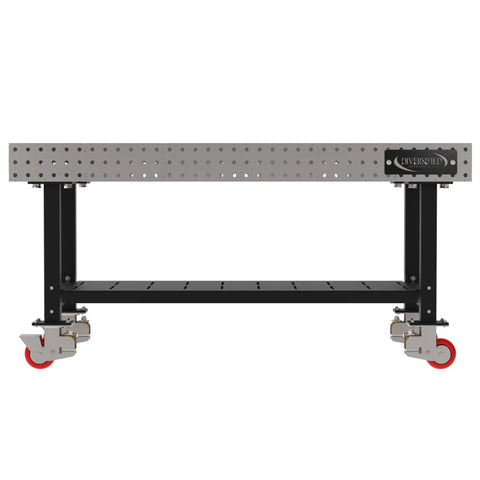 Kickass Pro Grade Heavy Duty Welding Fixture Table 72 By 36 By 36 Inches with precision grid holes and swivel casters.