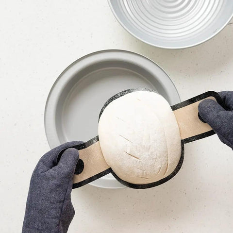 Complete Bread Baking Kit With 12 Inch All Metal Pan And Domed Lid For Fast Steam Bake shown with dough ready to bake