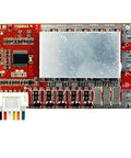 Premium 5S BMS Board For 18650 Lithium Cells running butter smooth, featuring a red circuit board and connector.