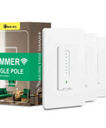 4-Pack Trailing Edge Smart Dimmer Switch For LED Lights, Voice Control With Alexa And Google Home next to packaging