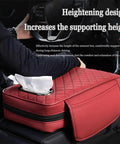Premium Waterproof PU Leather Center Console Armrest Booster Cushion Pad Fit For Tesla Cybertruck 2025 with tissue holder.