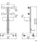 Kick Up Your Tech Game With This Heavy Duty Quad Monitor Stand Floor Mount featuring dimensions and height adjustment details.