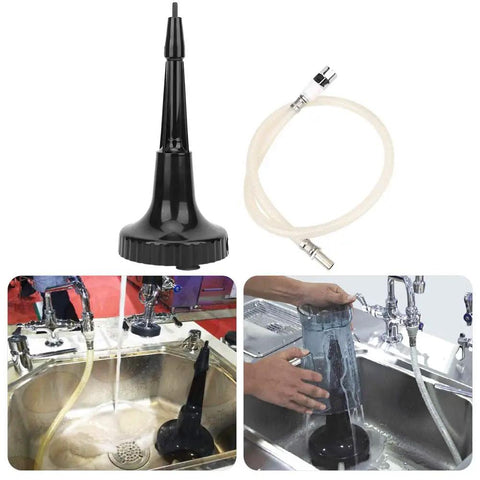 Portable Glass Rinser For Bar And Restaurant Use with accessories and installation examples in kitchen sinks