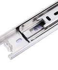 Close-up of stainless steel Full Extension Drawer Slides 10 To 22 Inches Stainless Steel Three Section Drawer Slide System For Cabinets