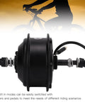 36 Volt 250 Watt Rear Wheel Hub Motor Built Like A Tank With Aluminum Alloy Frame, side view showing connections and features.