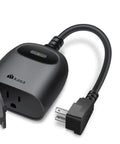 Front view of Outdoor Smart Plug With IP64 Weatherproof Protection, 15A 1875W Max Load, Works With Alexa Google Home And SmartThings.
