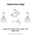 Diagram of Non Standard Angle Cabinet Door Hinge for Corner and Angled Frames DIY Friendly Cold Rolled Steel for kitchen and bath.