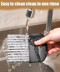 Black-handled stainless steel crinkle cutter for potatoes with a wavy blade; kitchen tool.