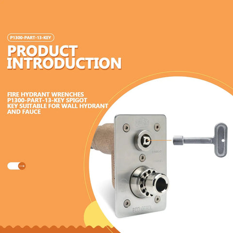 Fire Hydrant Water Spigot Key For Wall Faucets And Outdoor Hose Bibs, Universal Water Key Tool next to a wall hydrant