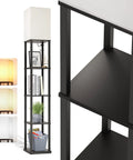 Five-Tier LED Shelf Floor Lamp With White Shade And 3CCT Bulb Foot Switch Space Saving Built-In Shelves Matte Black